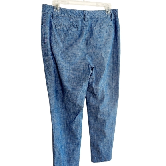 Lands’ End Womens Size 6 Chambray Mid Rise Slim Leg Pants Cropped Linen Look EUC - Picture 4 of 12